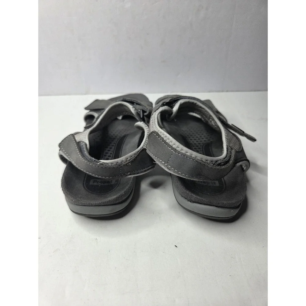 Propet‎ W0605 Womens Grey Leather Adjustable Walking Sandals Size 11 M(B)